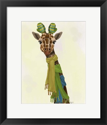 Framed Giraffe and Scarves Print
