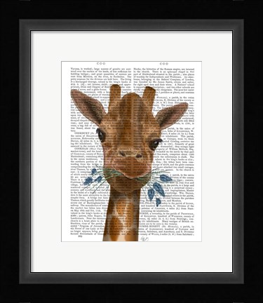 Framed Chewing Giraffe 2 Print