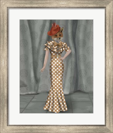 Framed Fox Lady 1930s Print