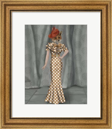 Framed Fox Lady 1930s Print
