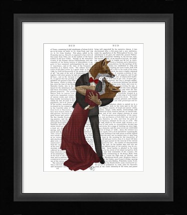 Framed Foxes Romantic Dancers Print