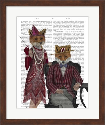 Framed Fox Couple 1920s Print