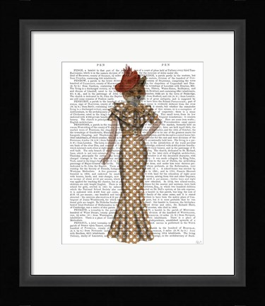 Framed Fox Lady 1930s Print