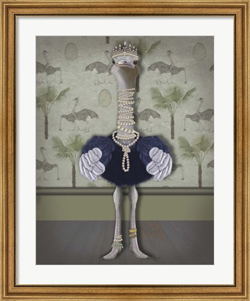 Framed Ostrich and Pearls, Full Print