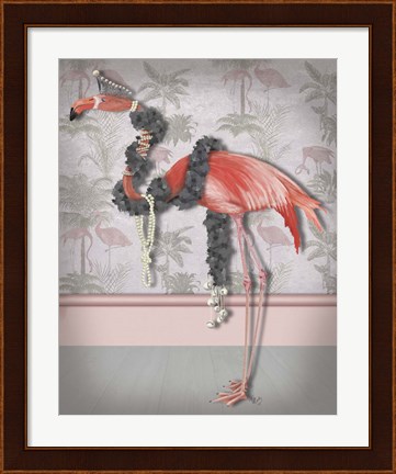 Framed Flamingo and Pearls, Full Print
