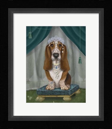 Framed Basset Hound and Tiara Print