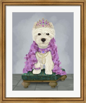 Framed West Highland Terrier with Tiara Print