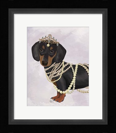 Framed Dachshund and Tiara Print