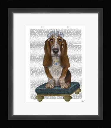Framed Basset Hound and Tiara Print