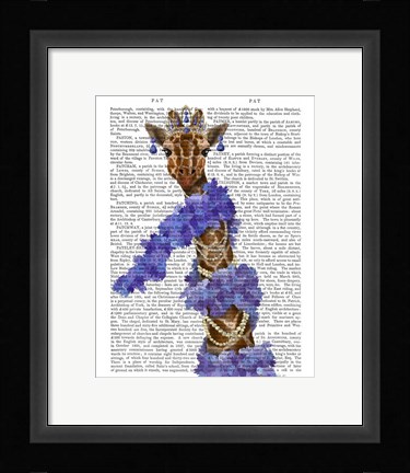 Framed Giraffe with Purple Boa Print
