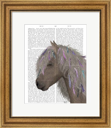 Framed Horse Beige with Ribbons Print