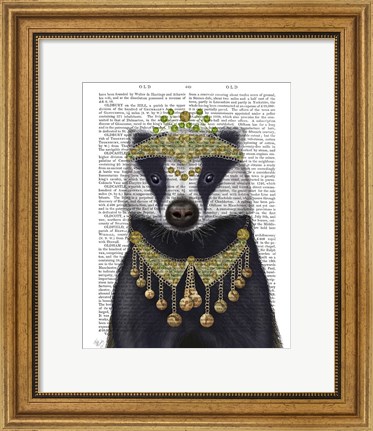 Framed Badger with Tiara, Portrait Print