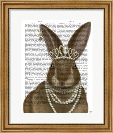 Framed Rabbit and Pearls, Portrait Print