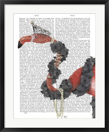 Framed Flamingo and Pearls, Portrait Print