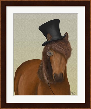 Framed Horse Top Hat and Monocle Print