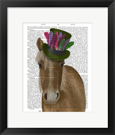 Framed Horse with Feather Hat Print
