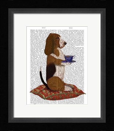 Framed Basset Hound Taking Tea Print