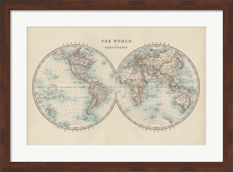 Framed World in Hemispheres Print