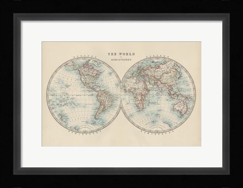 Framed World in Hemispheres Print