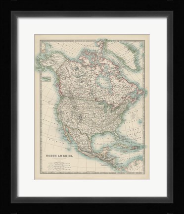 Framed Map of North America Print