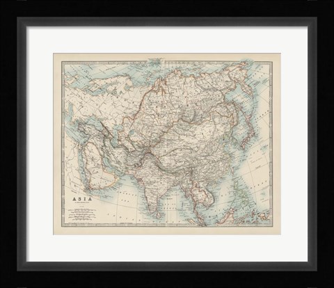 Framed Map of Asia Print