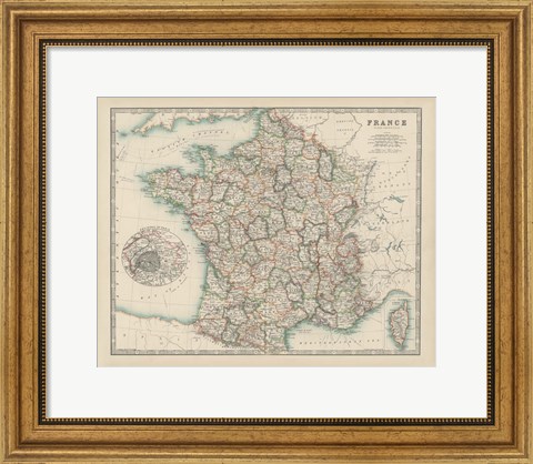 Framed Map of France Print