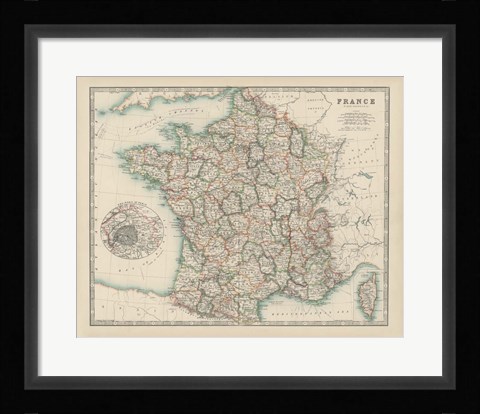 Framed Map of France Print