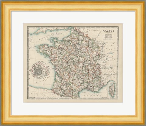 Framed Map of France Print