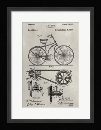 Framed Patent--Bicycle Print