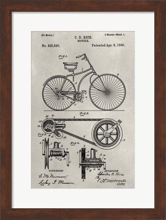 Framed Patent--Bicycle Print