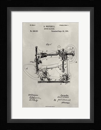 Framed Patent--Sewing Machine Print