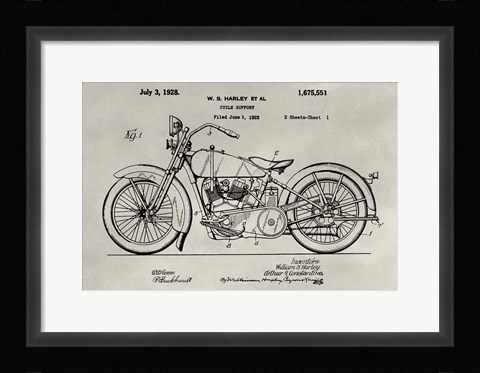 Framed Patent--Motorcycle Print