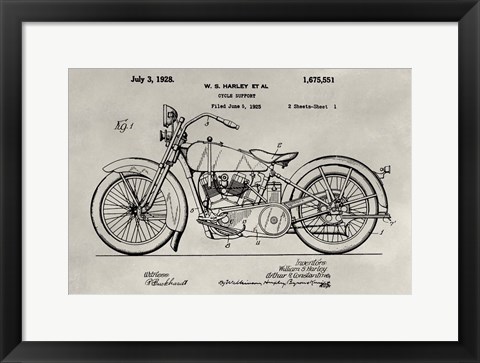 Framed Patent--Motorcycle Print