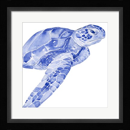 Framed Ultramarine Sea Turtle II Print