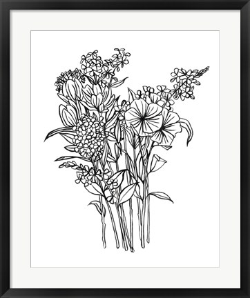 Framed Black &amp; White Bouquet II Print