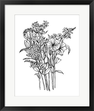 Framed Black &amp; White Bouquet II Print