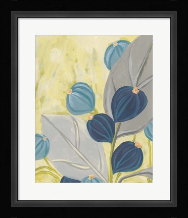 Framed Navy &amp; Citron Floral I Print