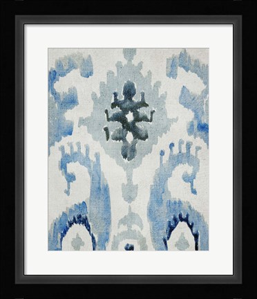 Framed Sapphire Ikat V Print