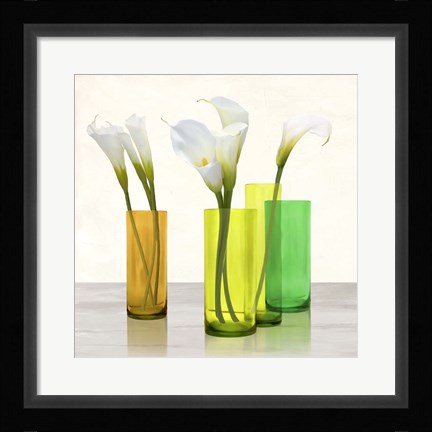 Framed Callas in crystal vases I (detail) Print