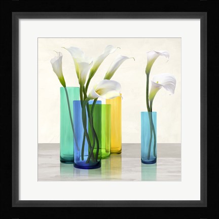 Framed Callas in crystal vases II (detail) Print