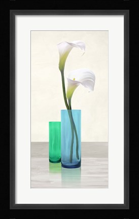 Framed Callas in crystal vases I Print