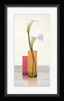 Framed Callas in crystal vases II Print