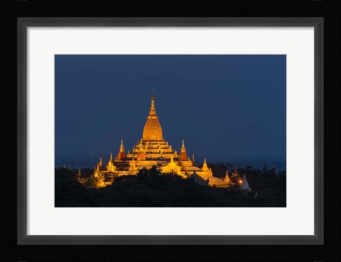 Framed Myanmar, Bagan A Giant Stupa Is Lit At Night On The Plains Of Bagan Print
