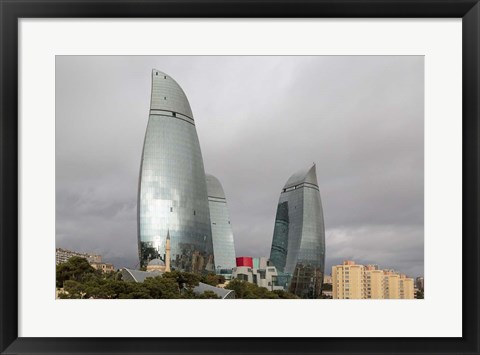 Framed Azerbaijan, Baku The Flame Towers Of Baku Print