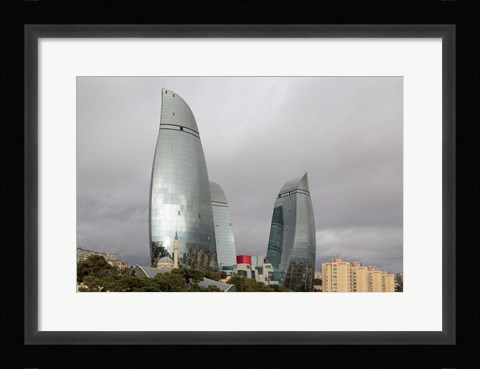 Framed Azerbaijan, Baku The Flame Towers Of Baku Print