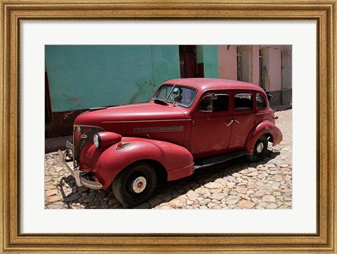 Framed Central America, Cuba, Trinidad Classic American Car In Trinidad Print