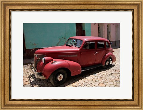 Framed Central America, Cuba, Trinidad Classic American Car In Trinidad Print