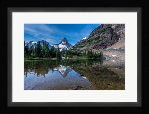 Framed Mount Assiniboine Reflected In Sunburst Lake Print
