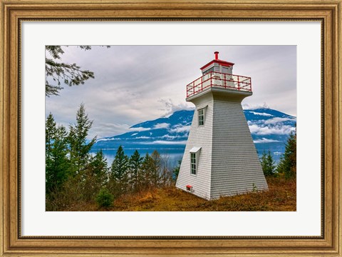 Framed Pilot Bay Lighthouse At Pilot Bay Provincial Park, British Columbia, Canada Print