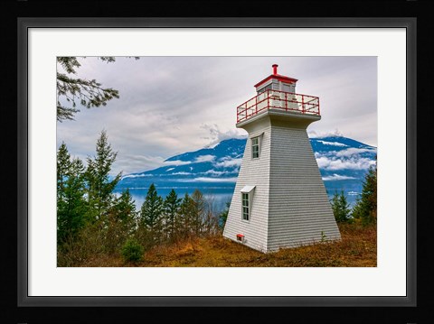 Framed Pilot Bay Lighthouse At Pilot Bay Provincial Park, British Columbia, Canada Print